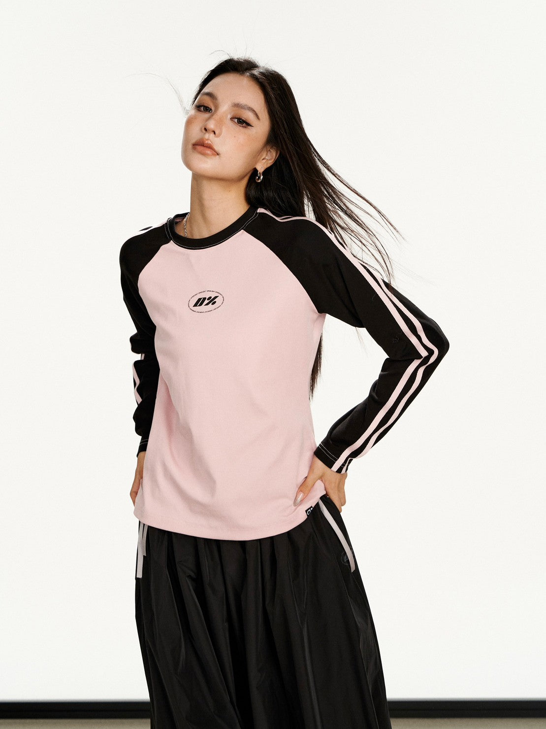 【Dpercent】Front Logo Raglan LS Tee