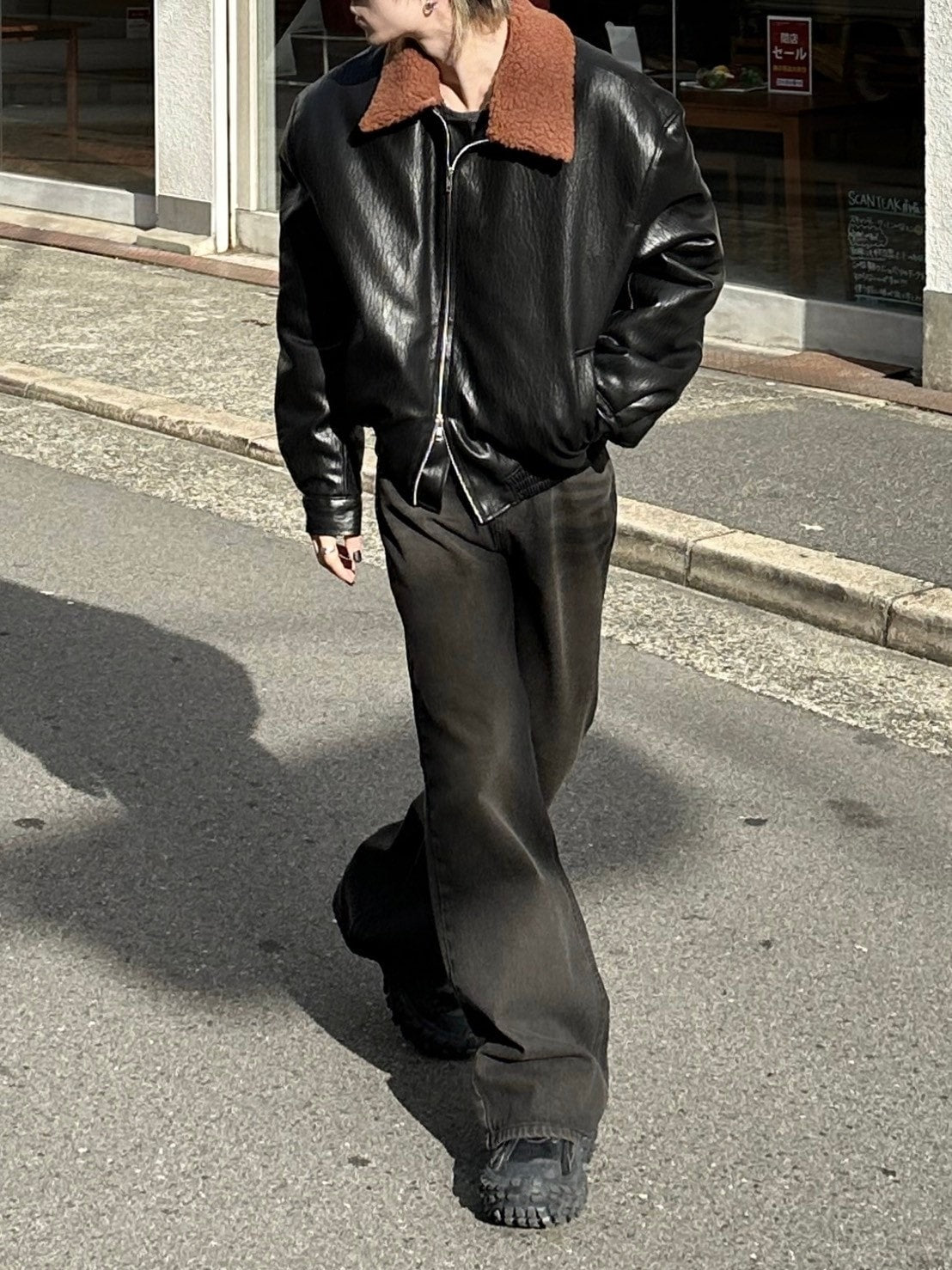 Chikashitsu +】vintage wash bootscut denim pants (2color