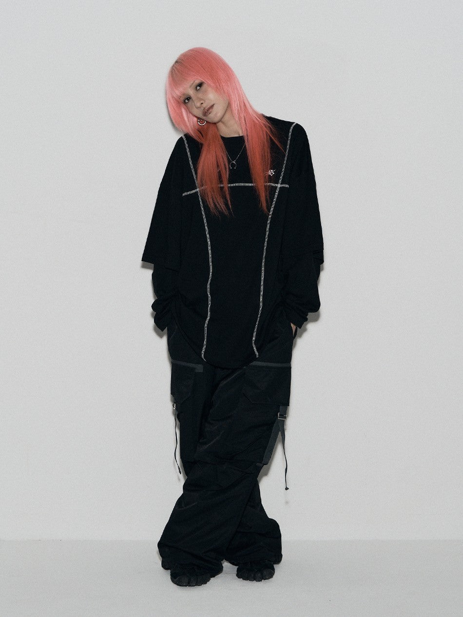 【SETUP‐EXE】LAYERD SLEEVE STITCH T-SHIRT