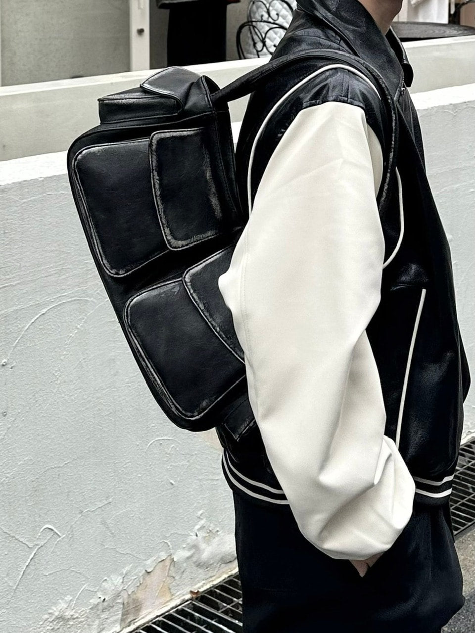 【Chikashitsu +】vintage leather hand bag (2color)