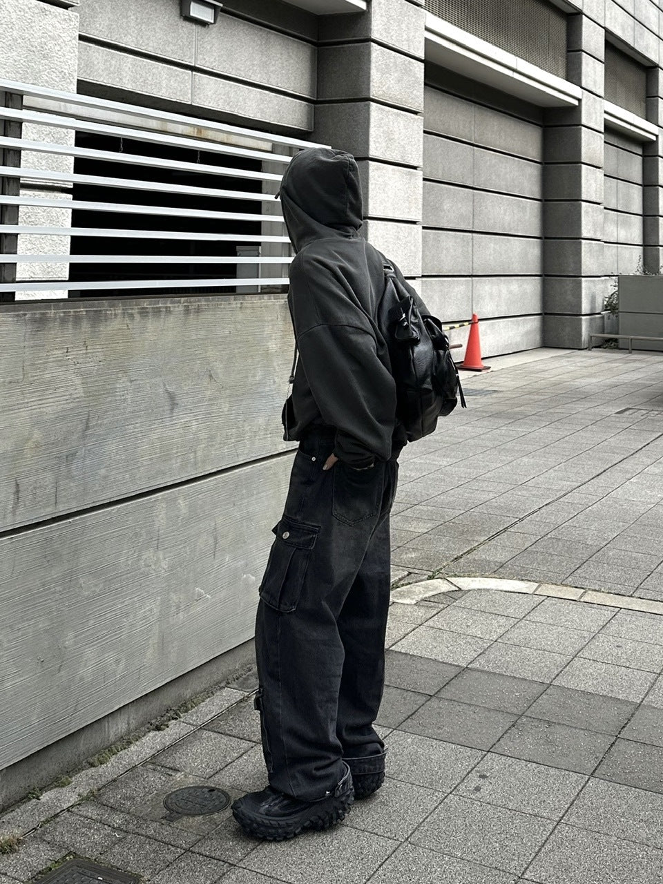 受注制【Chikashitsu +】vintage wash cargo denim pants (2color