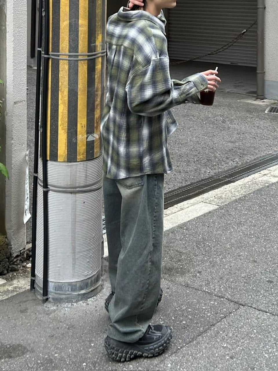 受注制【Chikashitsu +】shadow check shirt (2color) / 【チカシツプラス】シャドウチェック長袖シャツ