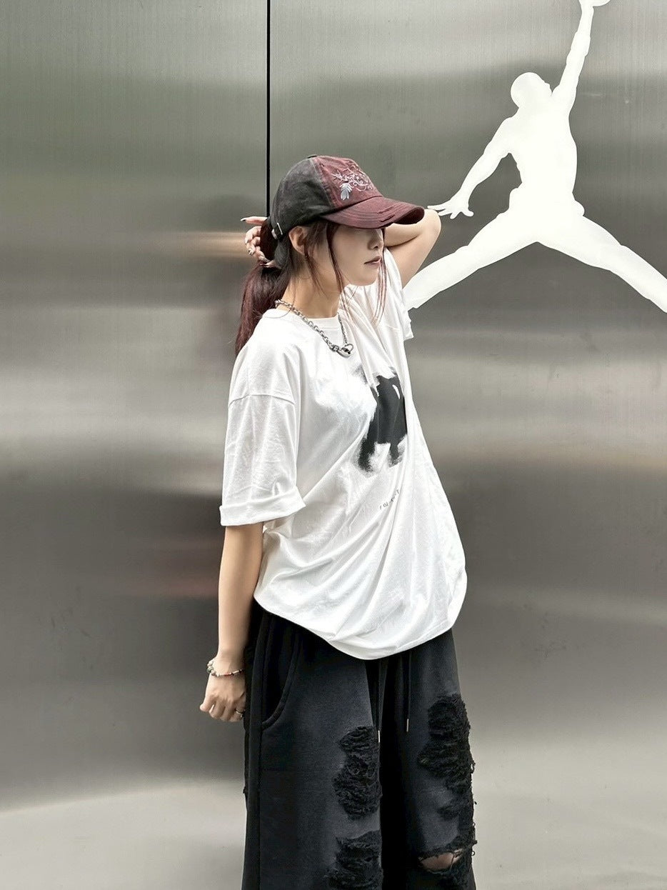 大阪店WEB限定【Chikashitsu +】oversized pixel cats t-shirt (2color)