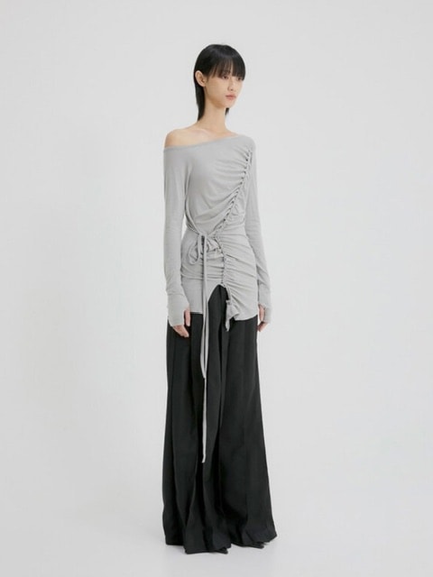 【FLAREUP】Handmade Twisted One-Shoulder Long Sleeve / 【フレアアップ】ハンドメイドツイストワンショルダー長袖Ｔシャツ