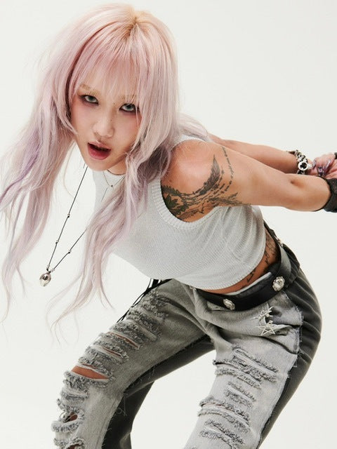 【HOLY NUMBER 7】Women's Dancer Crop Tank Top / 【ホーリーナンバーセブン】ダンサークロップロゴプリントタンクトップ