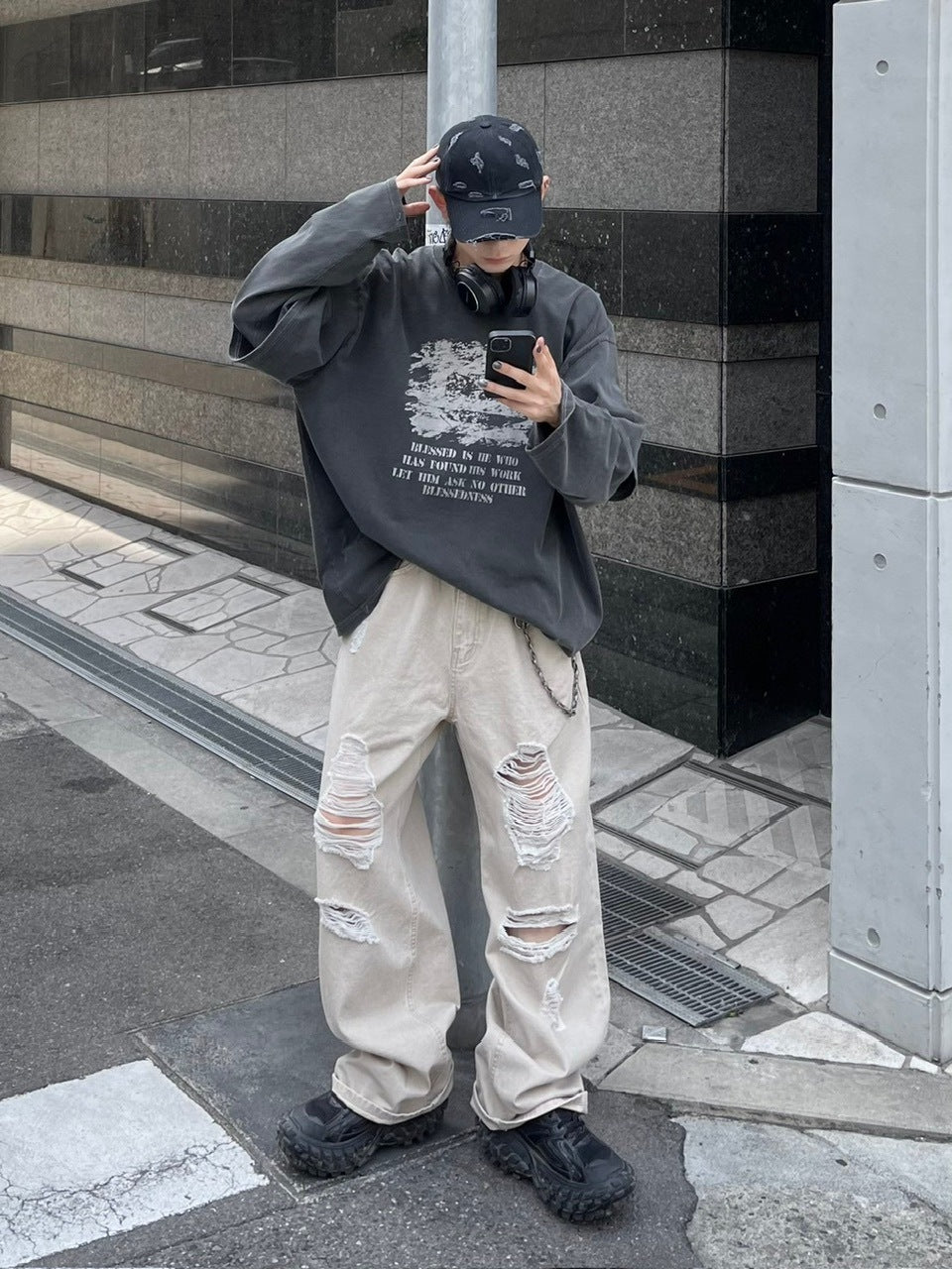 【Chikashitsu +】layered graphic long sleeve (2color) / 【チカシツプラス】レイヤードグラフィックプリント長袖Tシャツ