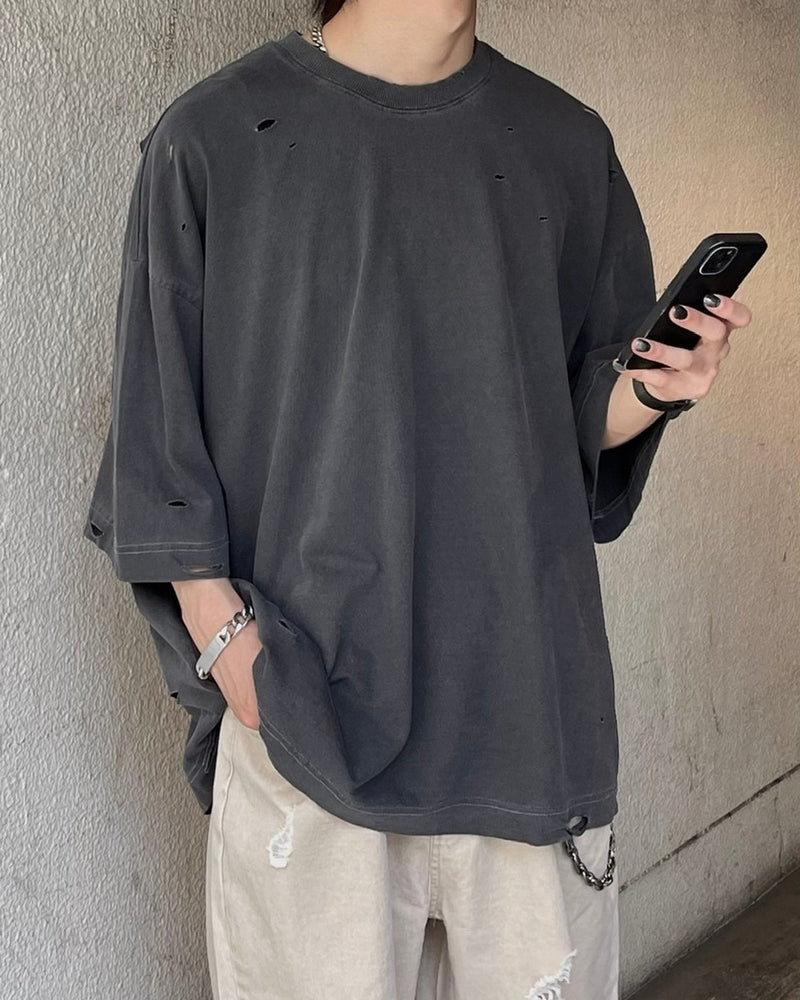 【Chikashitsu +】pigment damage overfit t-shirt (2color)