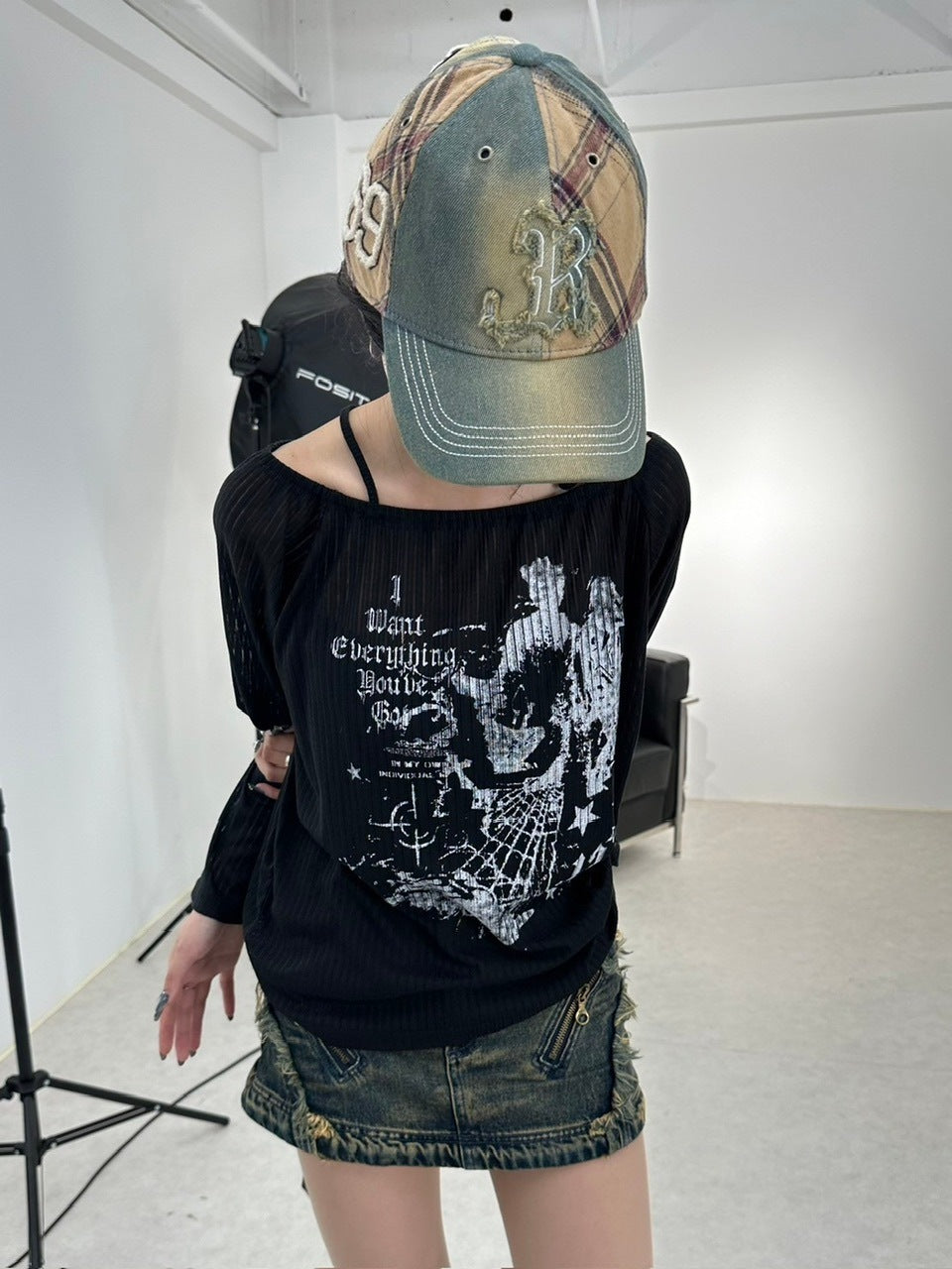 受注制【Never mind the XU】off shoulder mesh tops (2color)