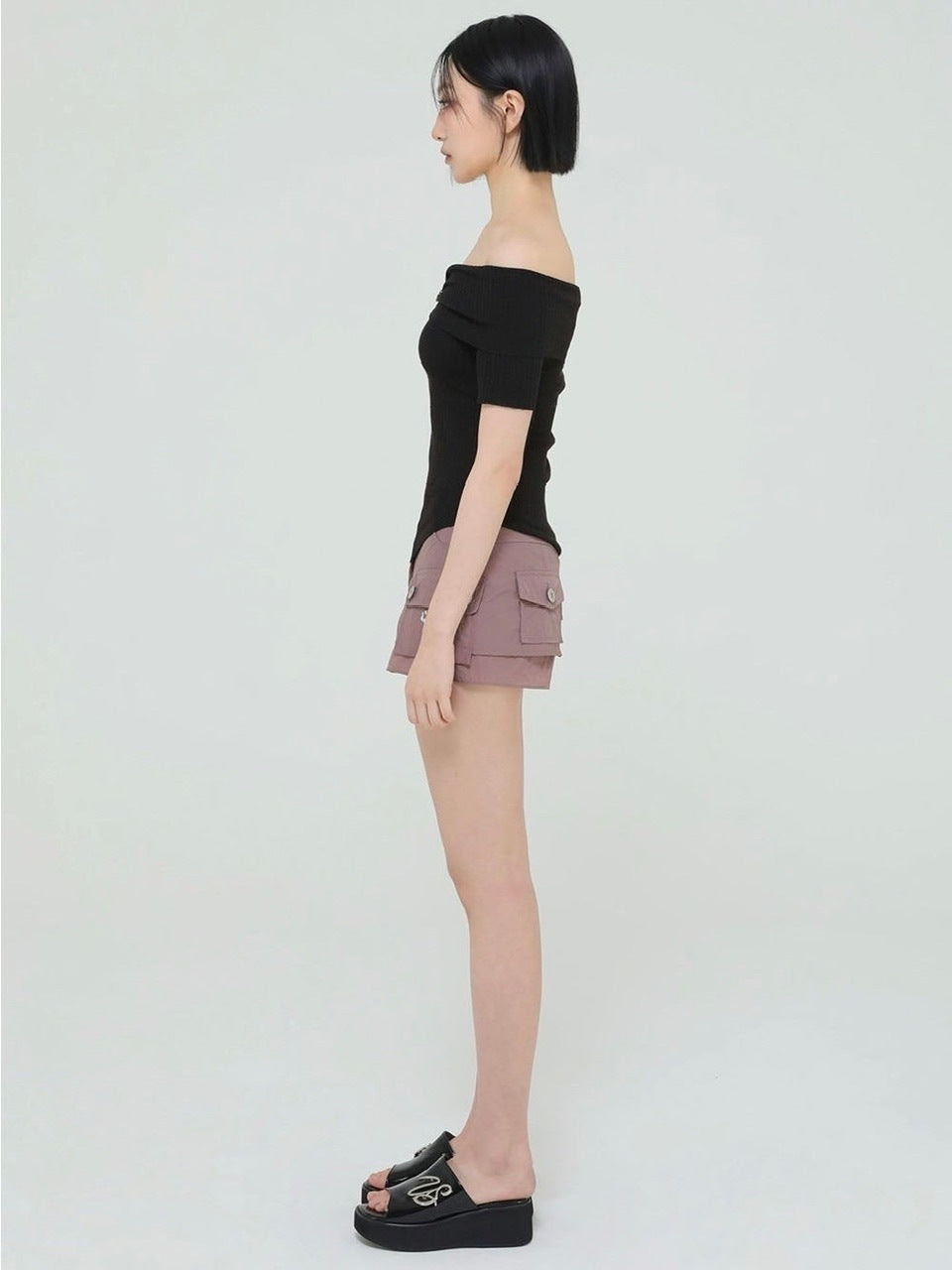 【Uglyshadow】UNBALANCED KNIT OFF SHOULDER