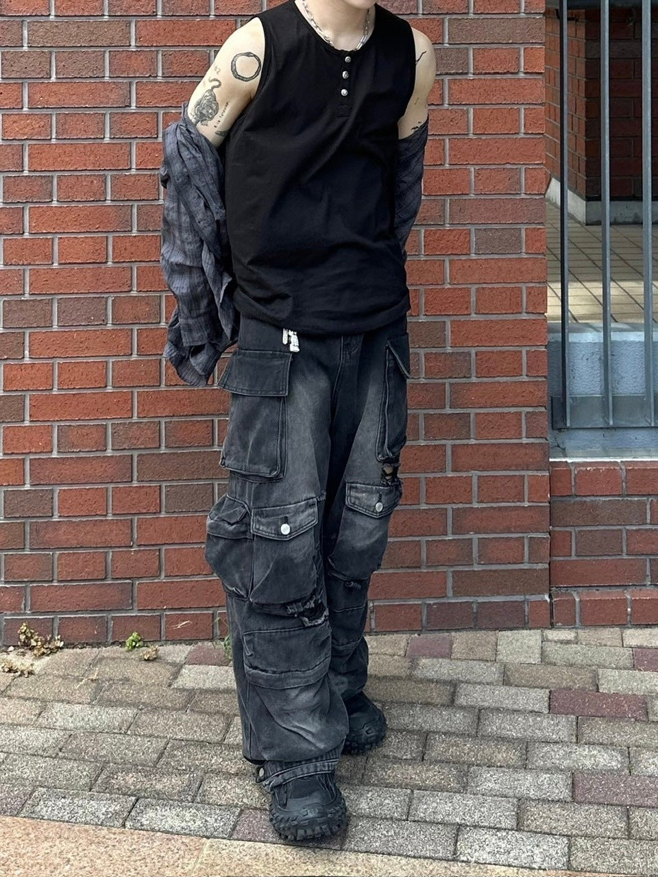 【Chikashitsu +】henry neck sleeveless (3color) / 【チカシツプラス】ヘンリーネックタンクトップ