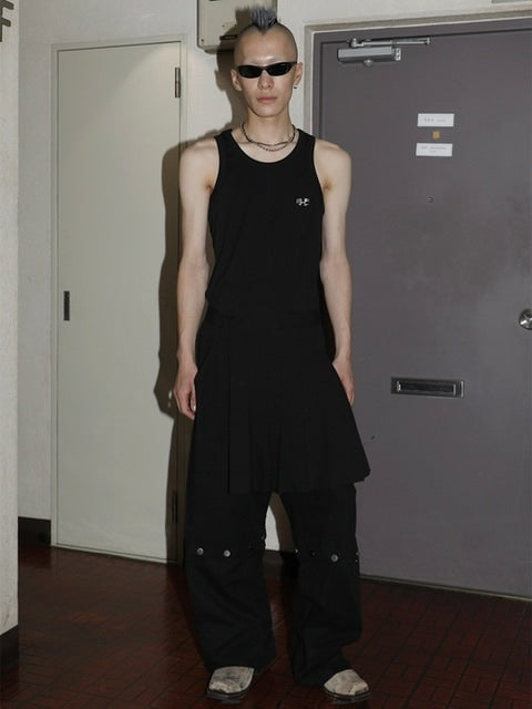 【ESC STUDIO】skirt layered snap pants