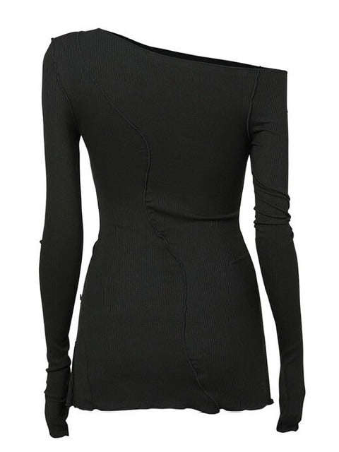 【FLAREUP】One-Shoulder Lettuce Stitch Cardigan