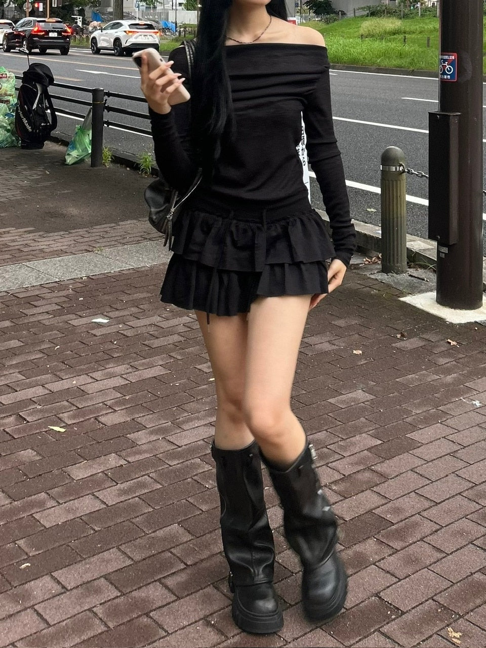 受注制【oaks】see-through back ribbon long sleeve (3color)