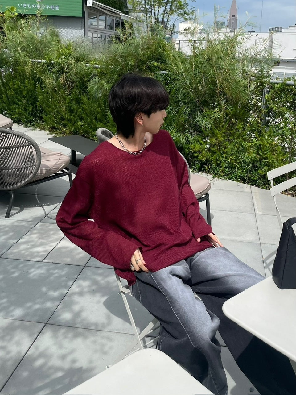 受注制【Chikashitsu +】wide neck light knit (4color)