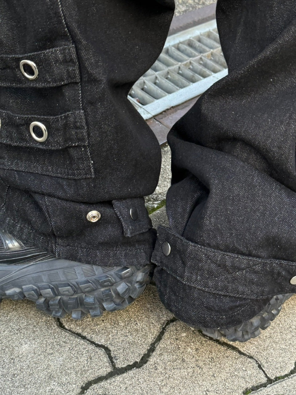 受注制【Chikashitsu +】steel ring denim cargo pants