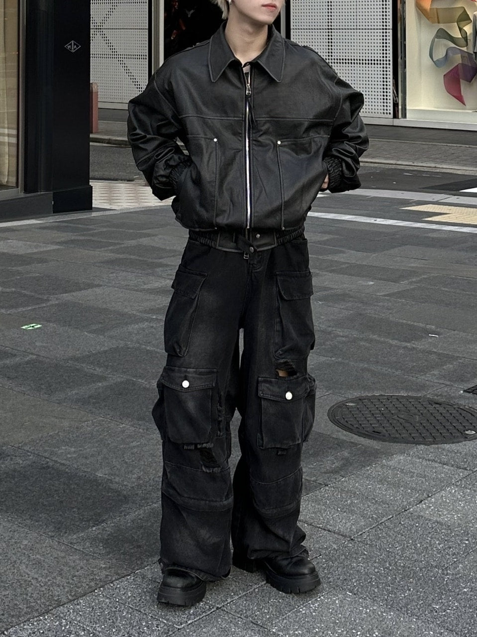 大阪店WEB限定受注制【Chikashitsu +】washing vegan leather jacket