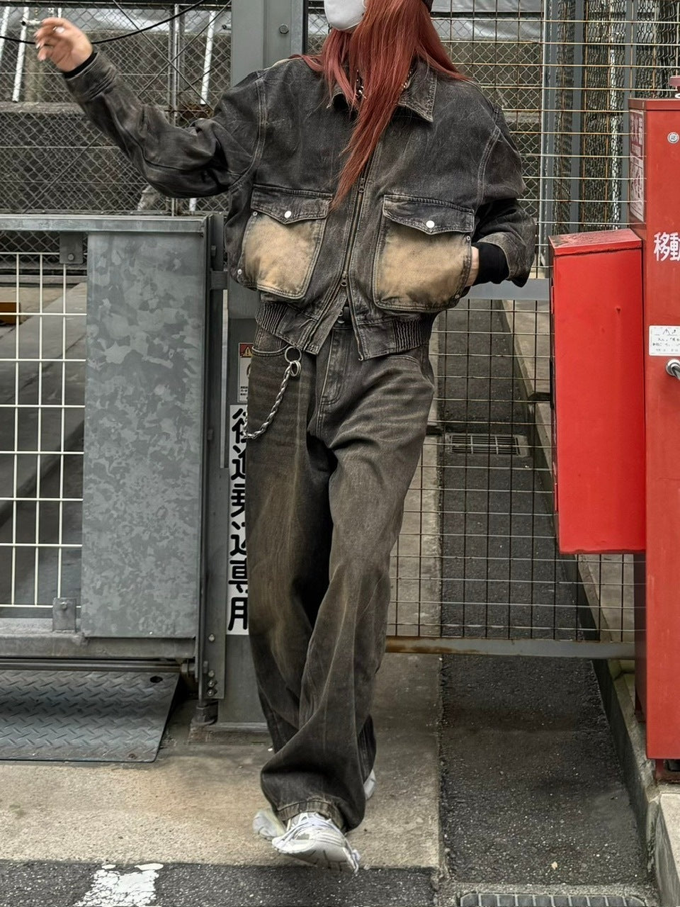 大阪店WEB限定受注制【Chikashitsu +】vintage wash wide denim pants (brown)