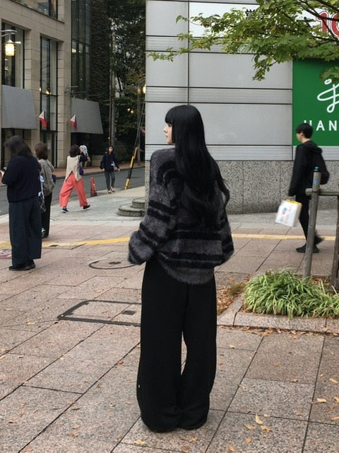 受注制【Chikashitsu +】hairy border knit (3color) / 【チカシツプラス】ヘイリーボーダーニット