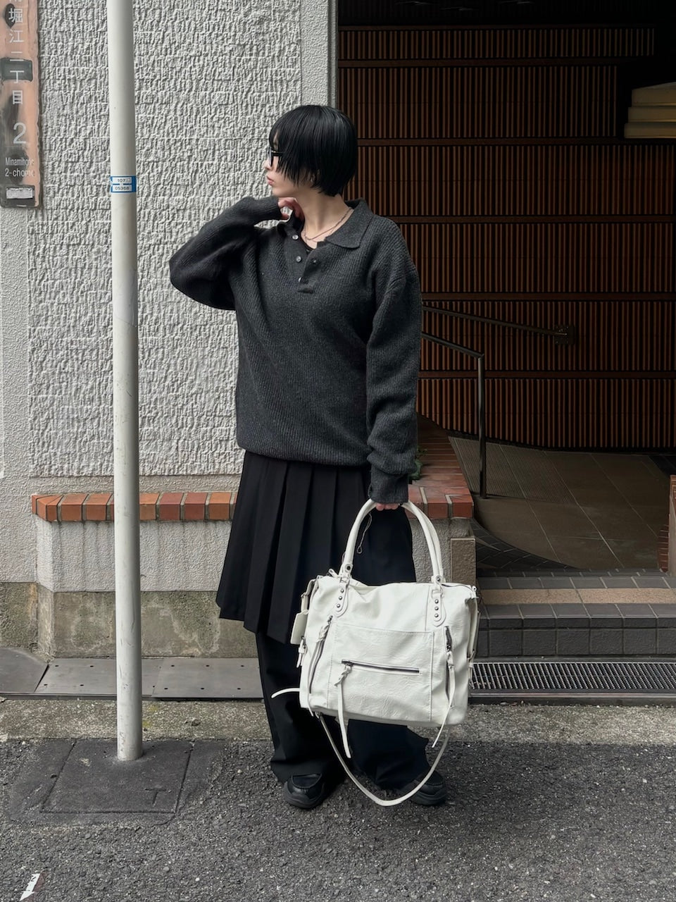 受注制【Chikashitsu +】wool touch lib knit polo (4color) / 【チカシツプラス】ウールタッチリブ長袖ニット