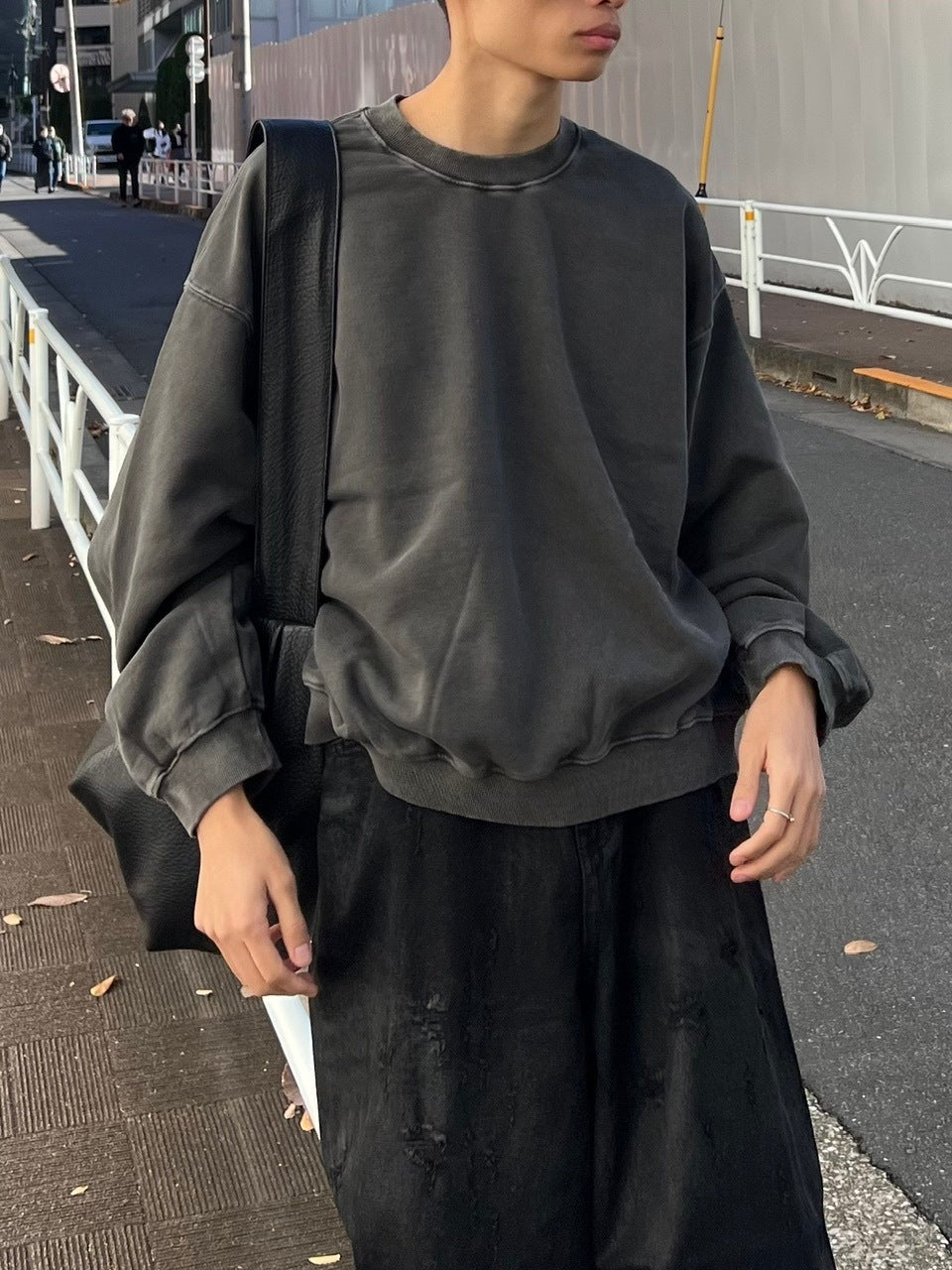 受注制【Chikashitsu +】cropped washing sweat (4color) / 【チカシツプラス】ウォッシングクロップ長袖スウェットシャツ