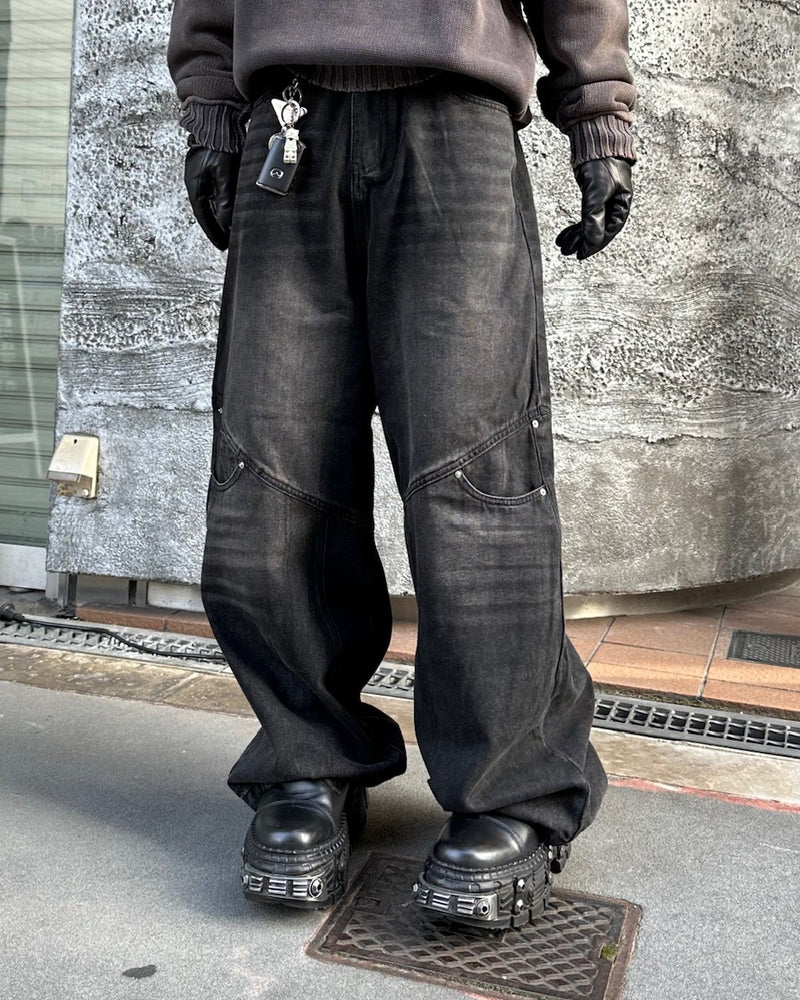 大阪店WEB限定【Chikashitsu +】double pocket wide denim pants (2color)
