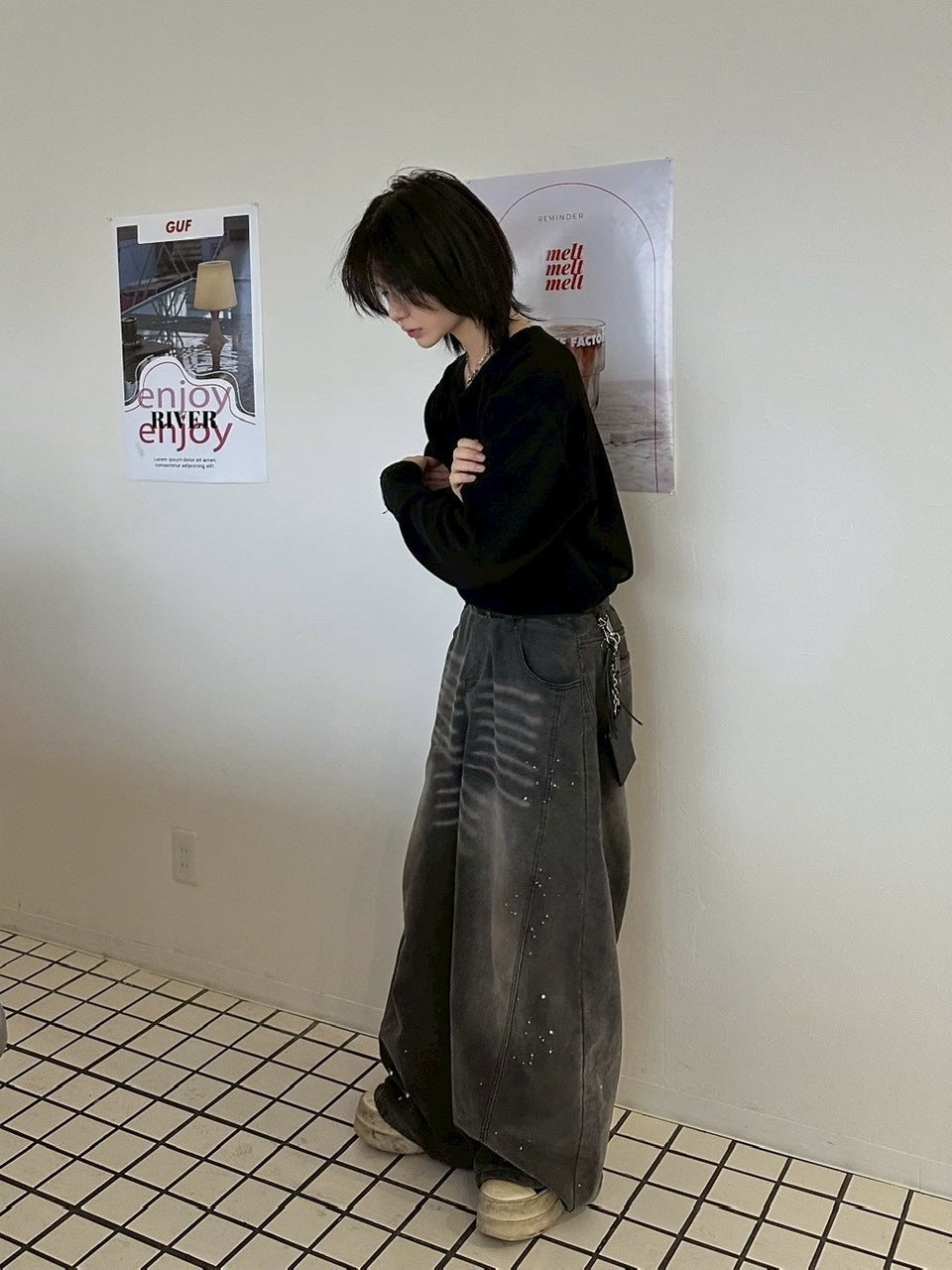 【LUV CODE】v neck rib knit (3color)