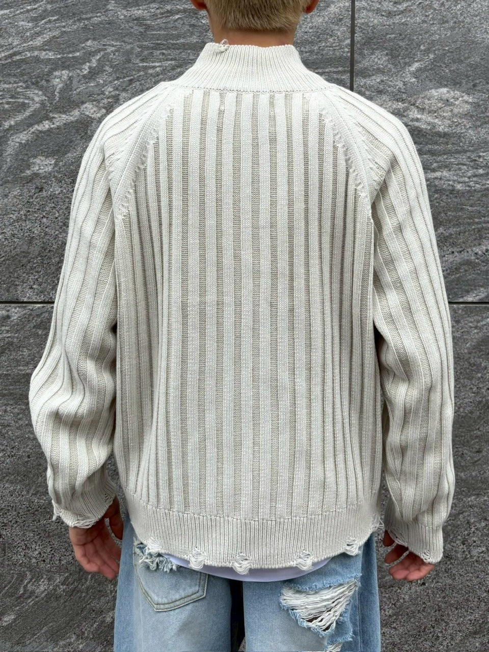 受注制【nmtc +】damage zip up knit (3color)