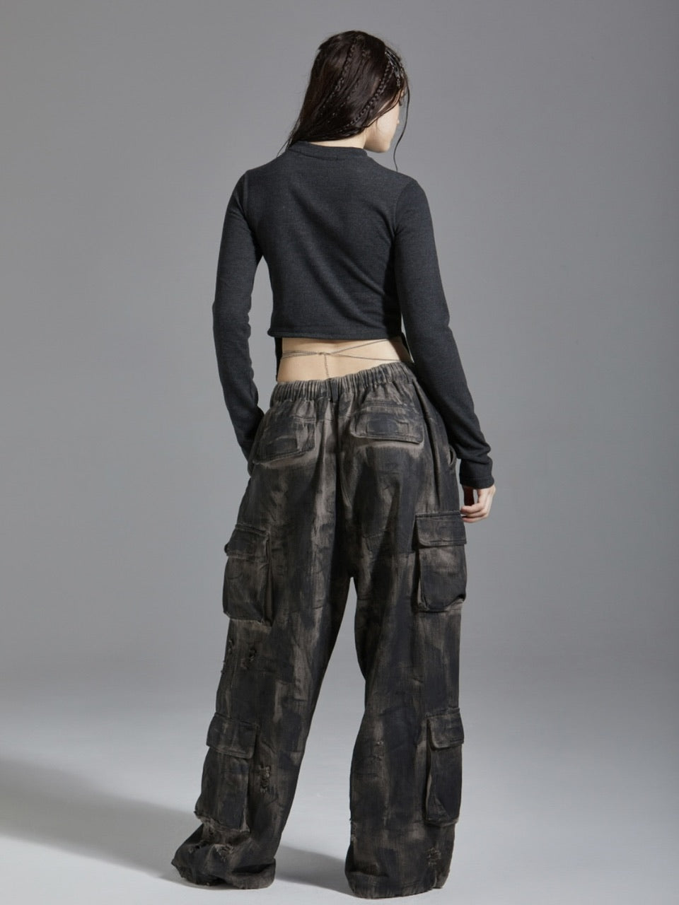 【GATELESS】DOUBLE RING CROPPED T-SHIRT