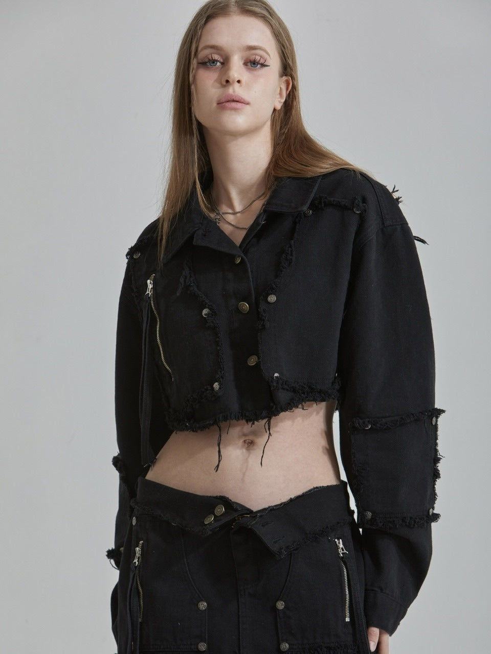 【GATELESS】FRINGE CROPPED DENIM JACKET