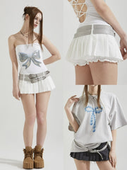 【GATELESS】MICRO MINI PLEATS SKIRT PANTS