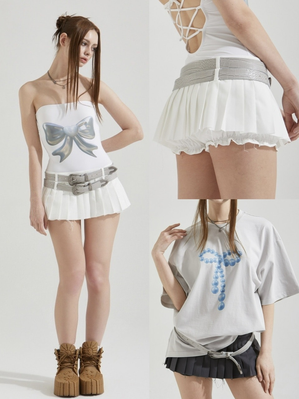 【GATELESS】MICRO MINI PLEATS SKIRT PANTS