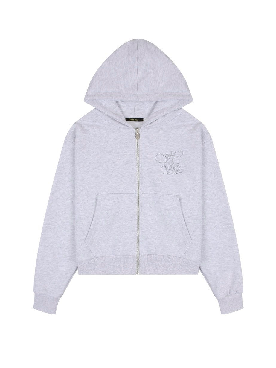 【HOLY NUMBER 7】OVERFIT HIP HOP MOVE CUBIC LETTERING HOODIE ZIP-UP