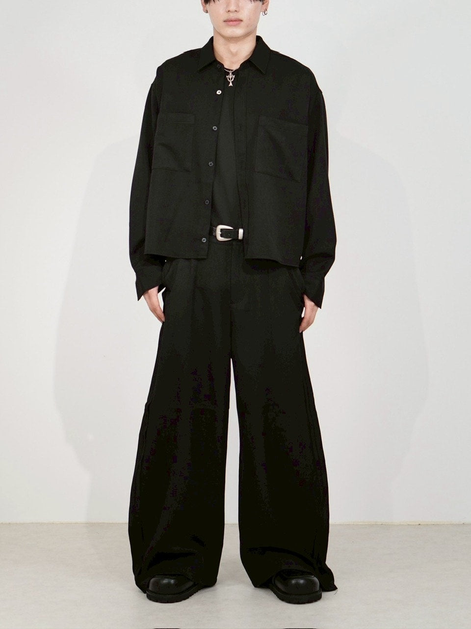 受注制【Chikashitsu +】cropped long sleeve shirt (3color)