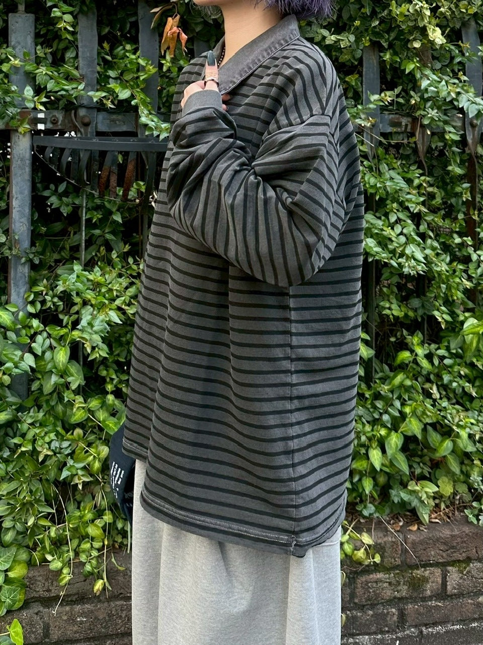 受注制【youll】pigment border polo long tee (2color)