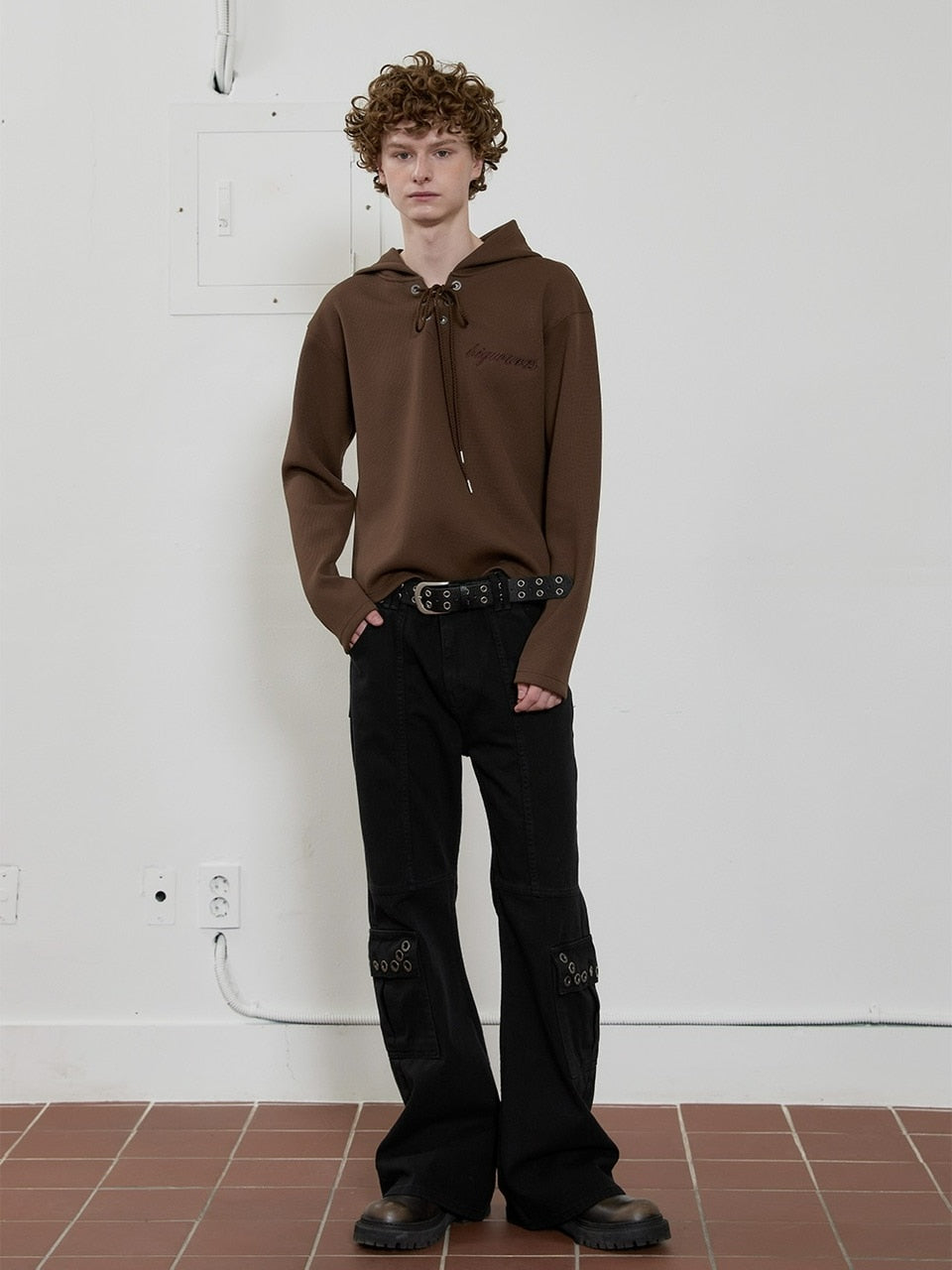 【ESC STUDIO】eyelet waffle hoodie