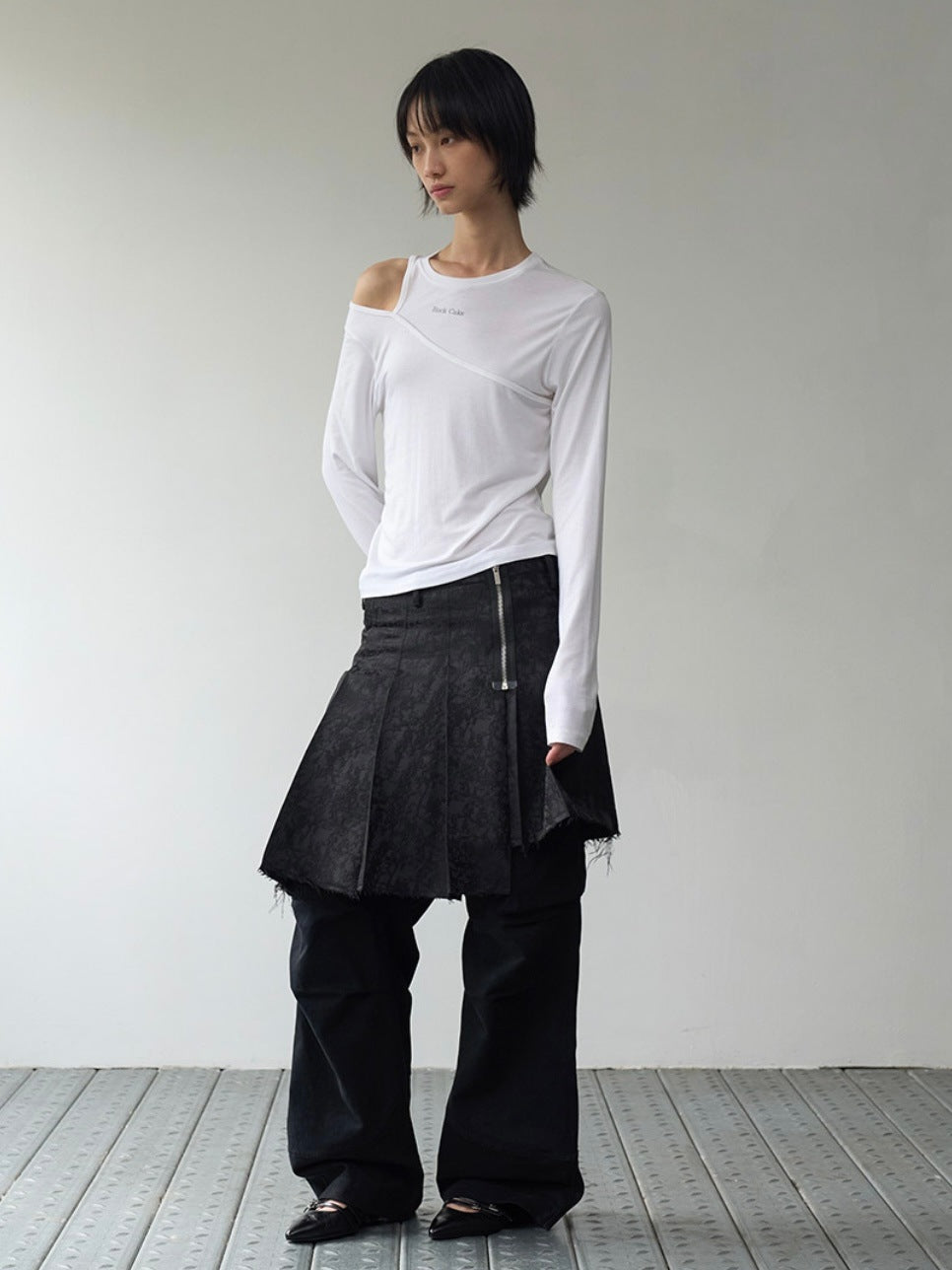 【ROCK CAKE】One Shoulder Layered Top