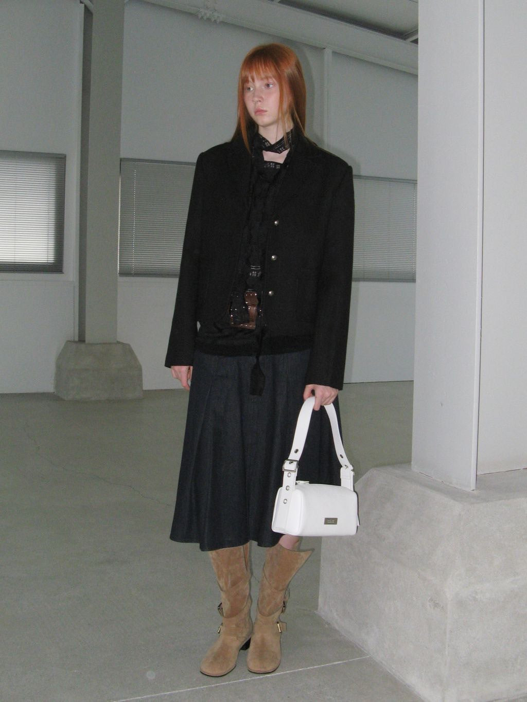 【ROCK CAKE】Square Leather Belt Shoulder Bag