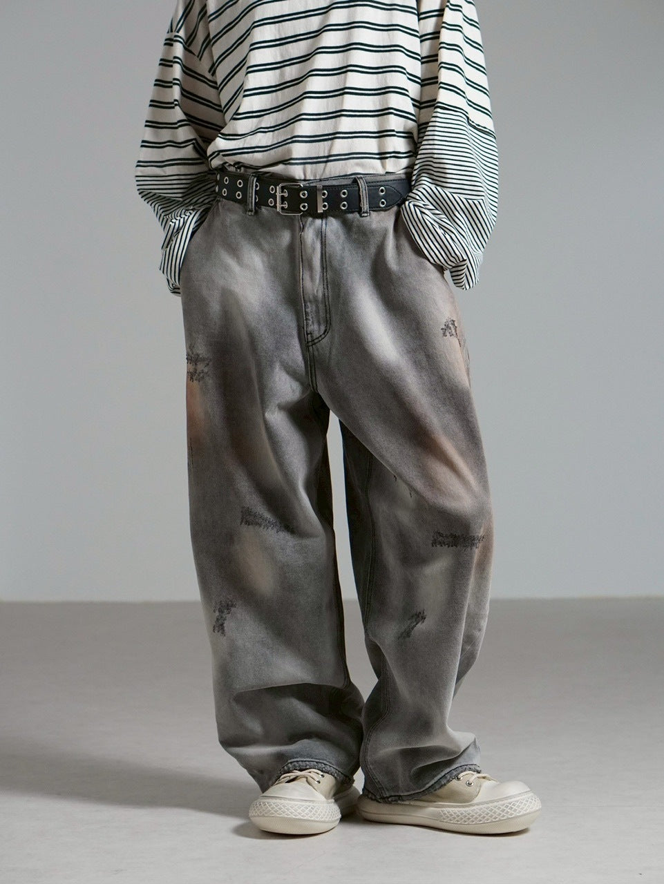 【Chikashitsu +】point wash balloon denim pants (2color) / 【チカシツプラス】ポイントウォッシングバルーンデニムパンツ