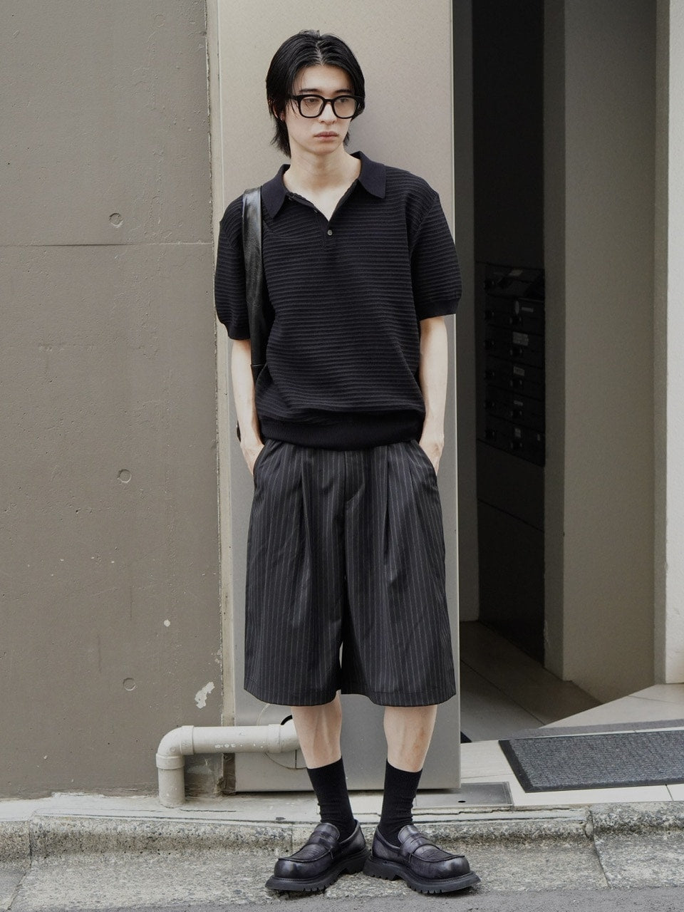 東京店WEB限定受注制【Chikashitsu +】stripe bermuda pants (2color)