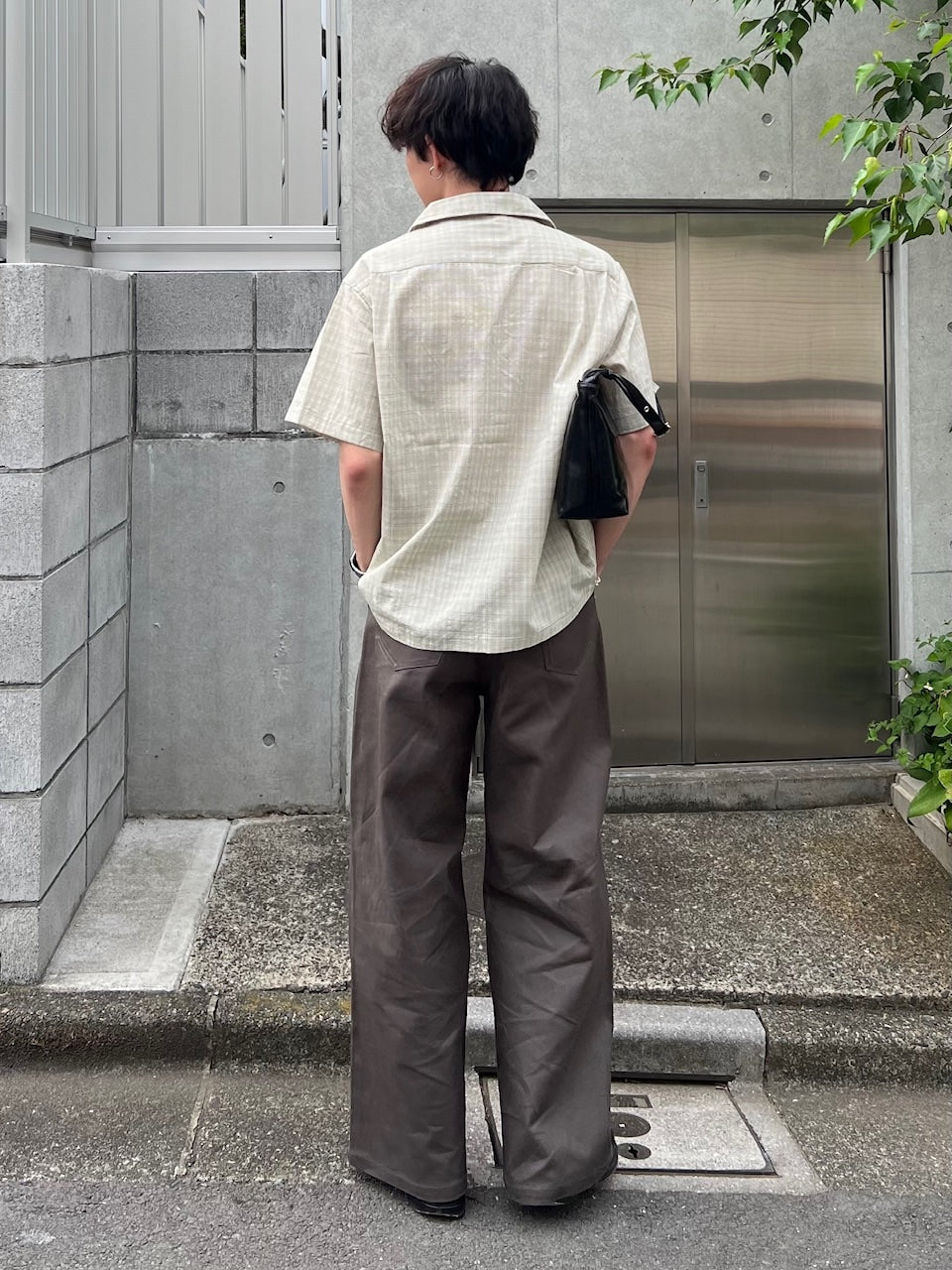 東京店WEB限定受注制【Chikashitsu +】Open collar check shirt (2color)