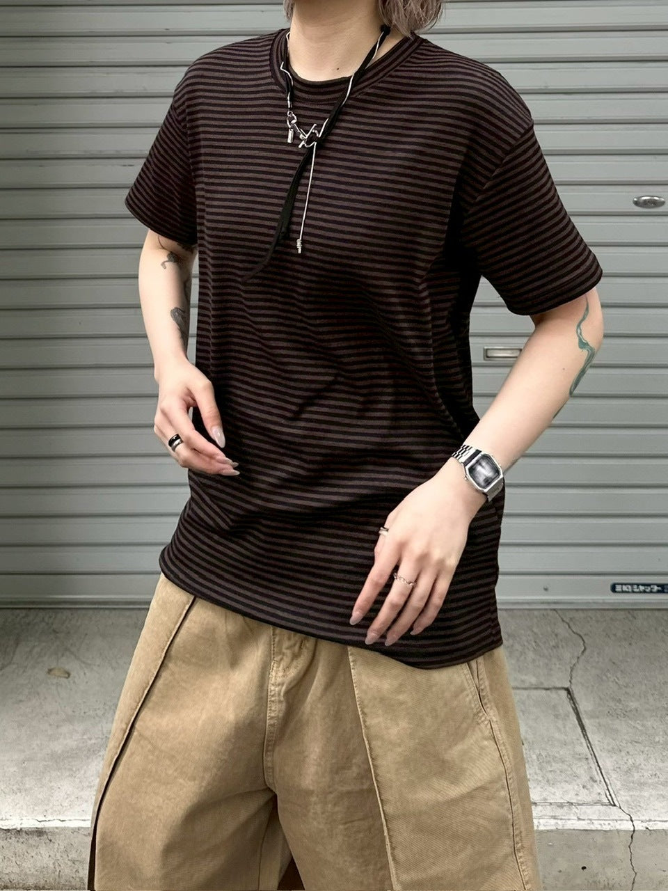 受注制【Chikashitsu +】tight fit border t-shirt (3color) / 【チカシツプラス】タイトフィットボーダー半袖Tシャツ