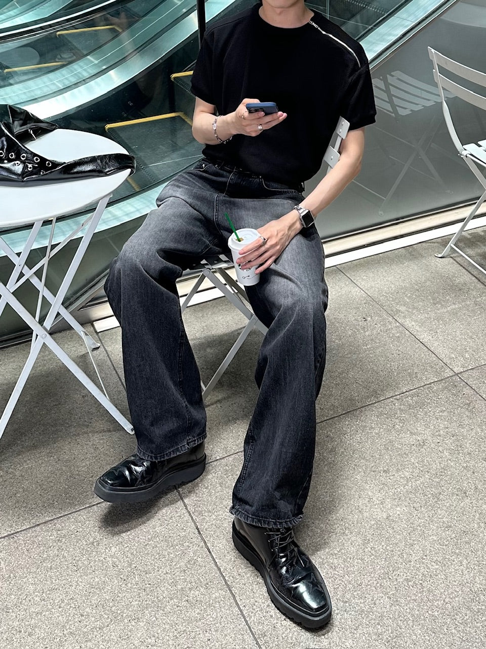 大阪店WEB限定受注制【Chikashitsu +】vintage wash semi wide denim pants 4 / 【チカシツプラス】ヴィンテージウォッシュセミワイドデニムパンツ