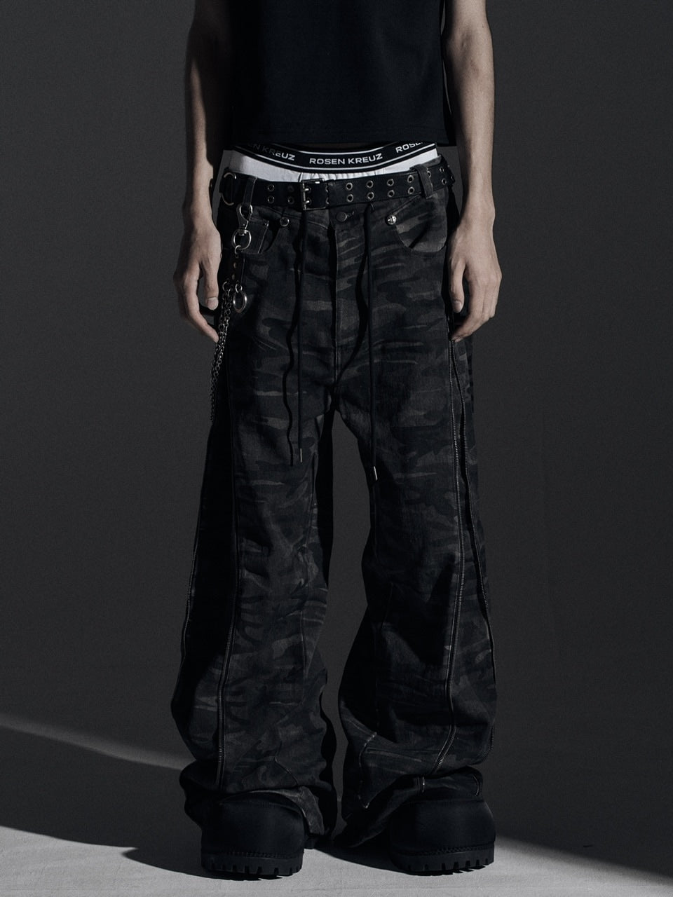 【Rosen Kreuz】ZIP WIDE BAGGY PANTS