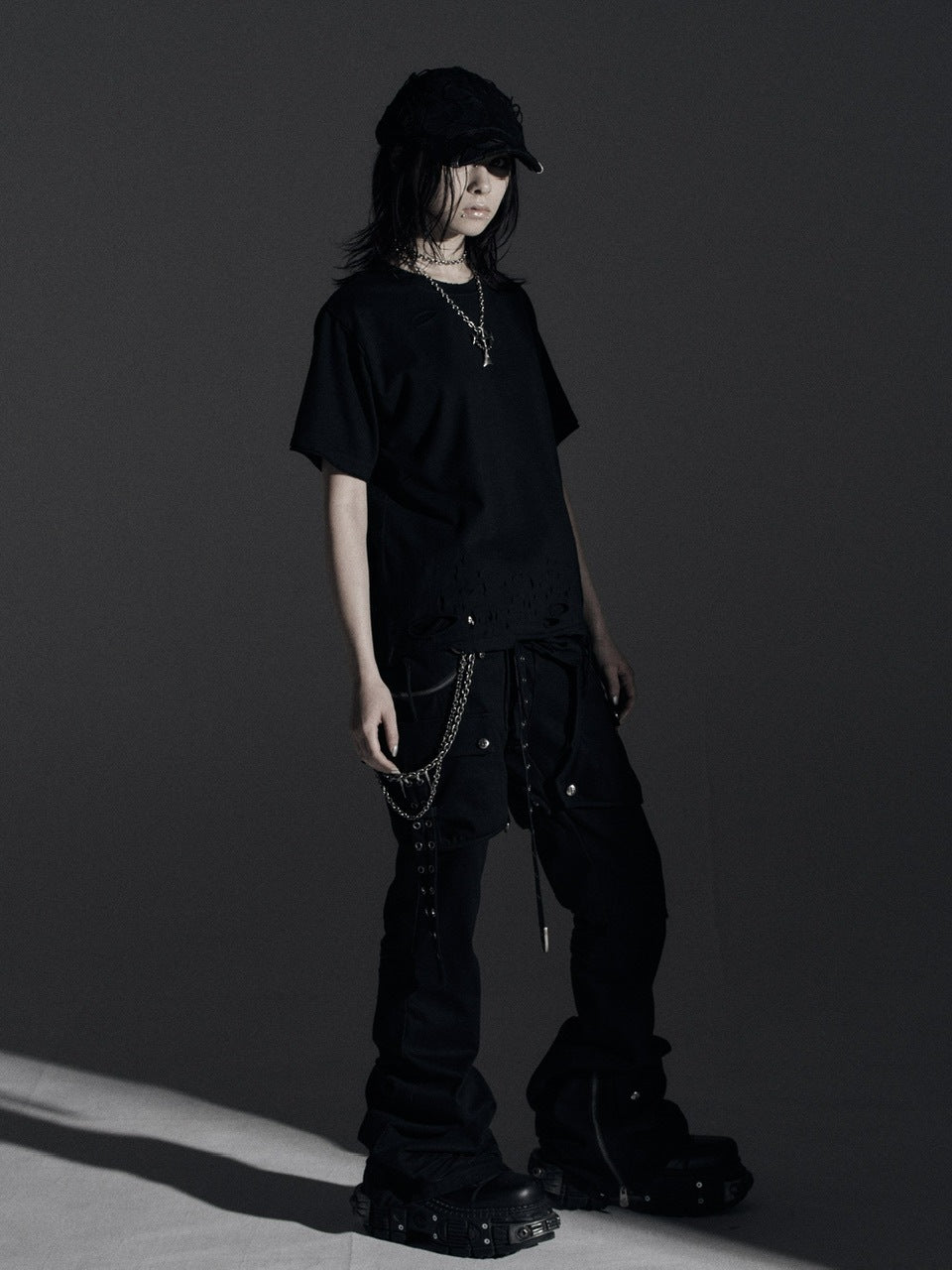 【Rosen Kreuz】SIDE BELT DOCKING FLARE PANTS