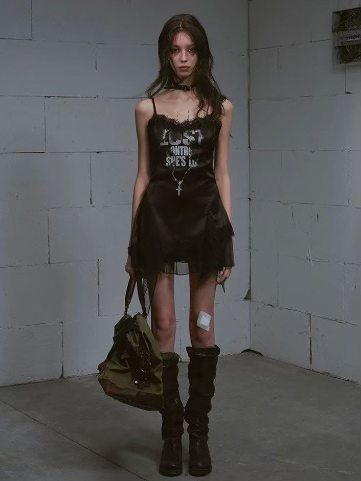 【Cest Nous】Satin Lace Camisole Dress / 【セヌー】サテンレースキャミワンピース