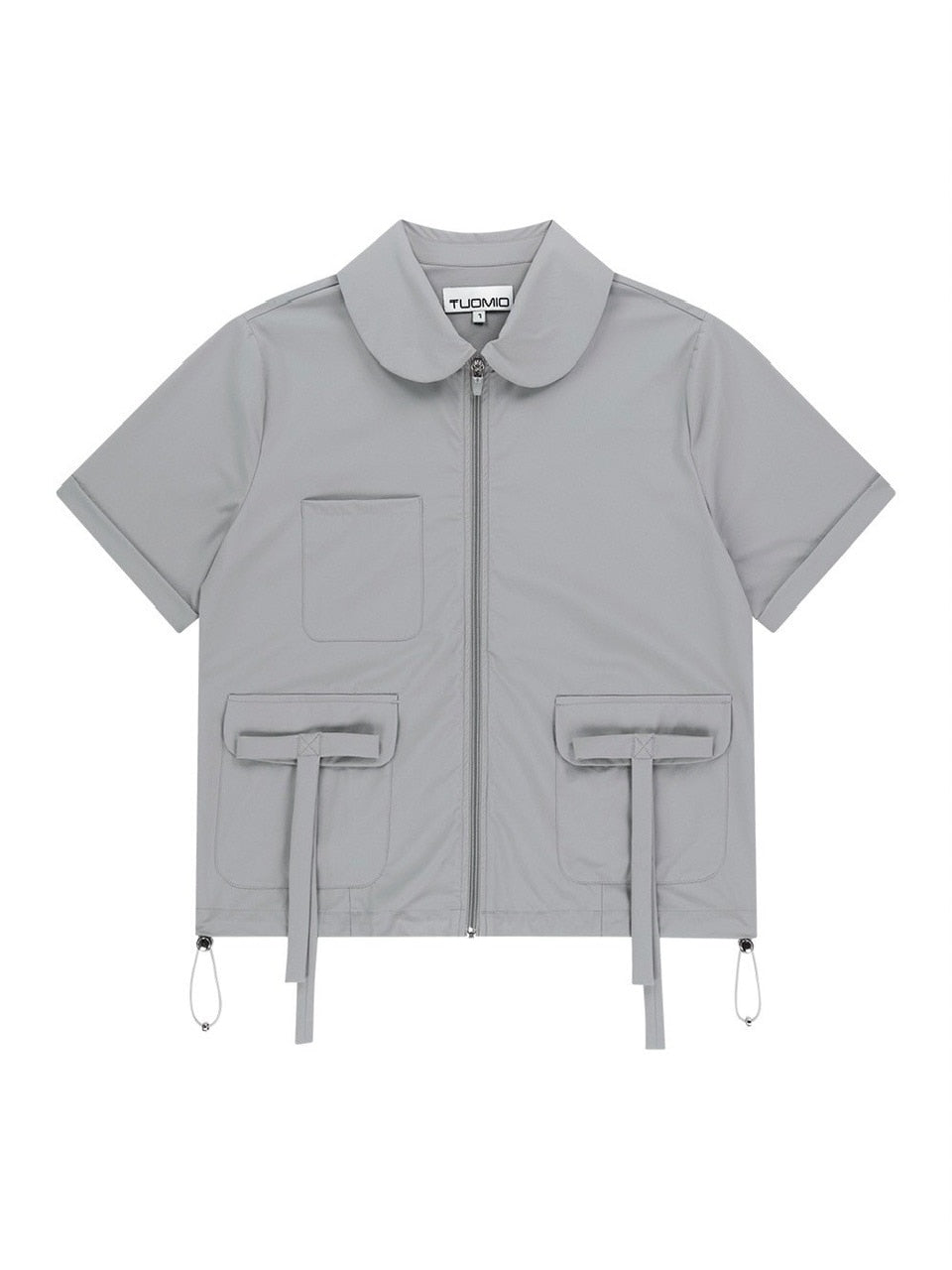 【TUOMIO】ROUND COLLAR NYLON ZIP-UP / 【トゥオミオ】ラウンドカラーナイロン半袖シャツジャケット