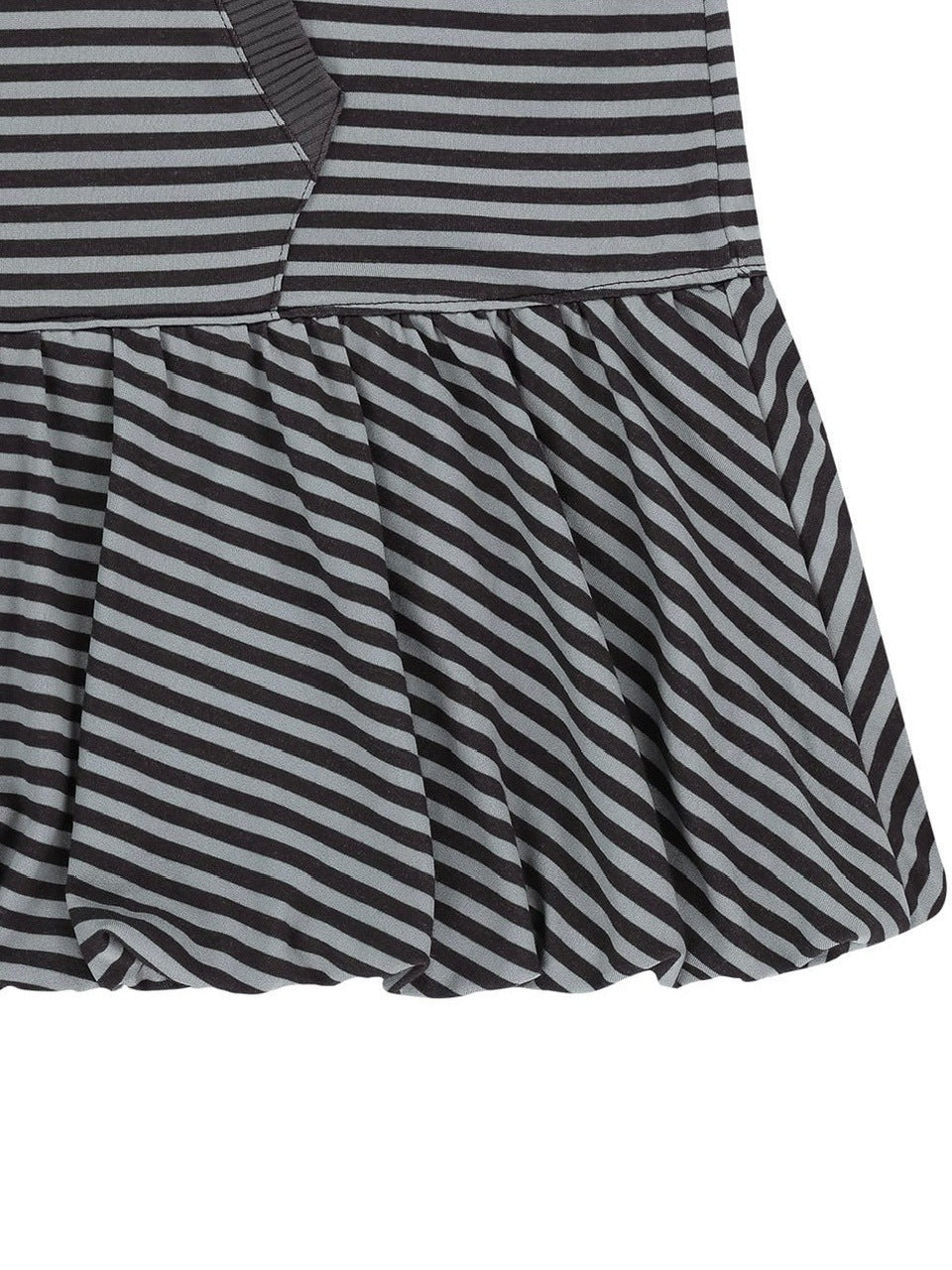 【TUOMIO】STRIPE BALLOON HOOD DRESS / 【トゥオミオ】ストライプバルーンフードワンピース