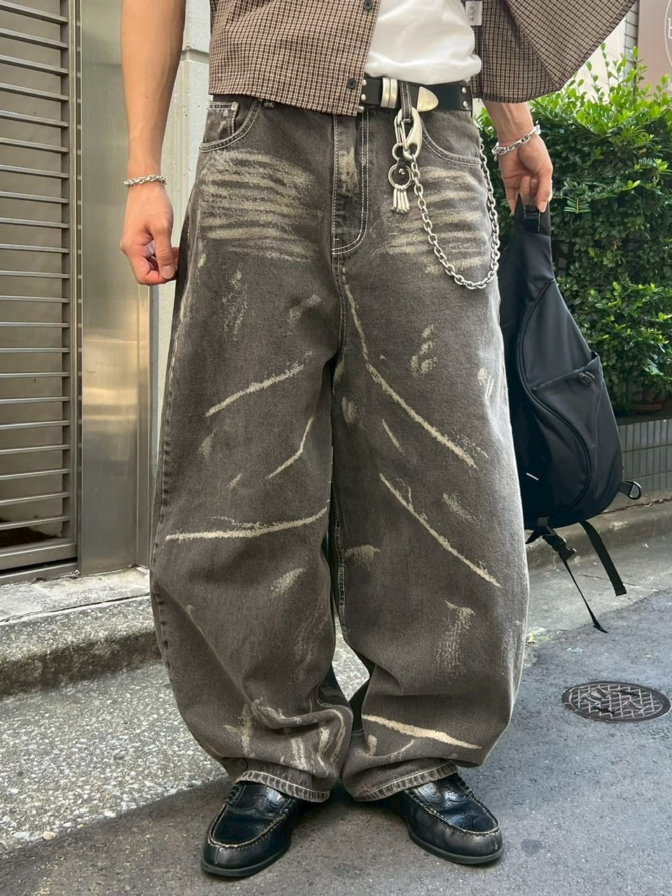 【Chikashitsu +】full painting wide denim pants / 【チカシツプラス】 フルペインティングワイドデニム