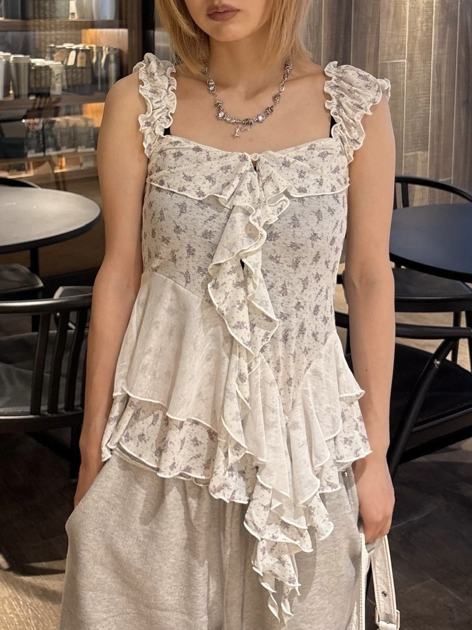 【CHERRYQUIRI】misty ruffle layered sleeveless