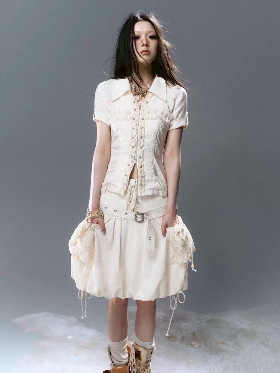 【Cest Nous】Petal Skirt / 【セヌー】ベルトポケットバルーンスカート